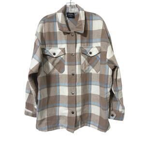 HFX Women’s Size Large Wool Blend Snap Closure Plaid Shacket Shirt Jacket